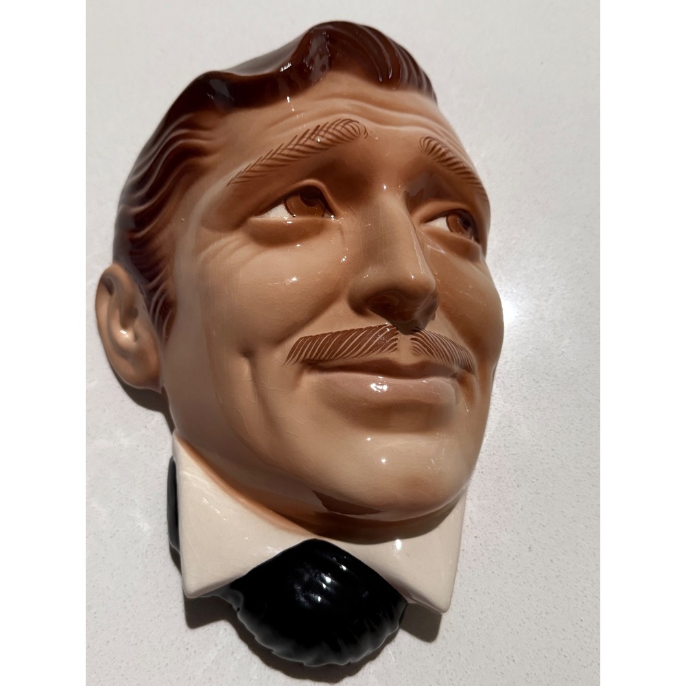 Vintage Clay Art San Francisco Clark Gable Style Ceramic Wall Mask Mustache Man
